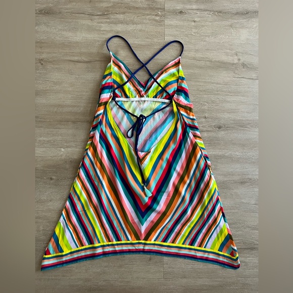 Trina Turk Multicolored Rainbow Dress Coverup Open Back SZ L - Picture 6 of 9